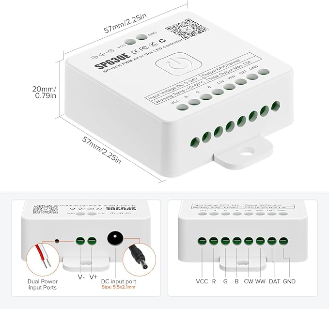 BTF-LIGHTING SP630E Bluetooth Controllers 4 Zones 2.4GHz Dimming RF RB1 Remote - Image 7