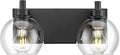 METWET Bathroom Light Fixtures, 2 Light Matte Black Vanity Light, Modern Wall by Metwet