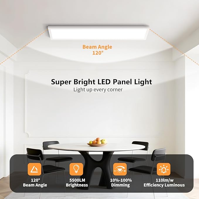 AIKVSXER 30 Pack 1x4 LED Flat Panel Light, 50W 5500LM Surface Mount Ceiling - Image 2