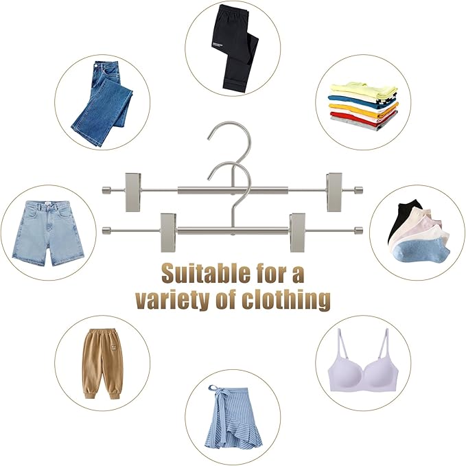 VWV 10-Pack Adjustable Women's Skirt and Pants Hangers, Space-Saving, Suitable - Image 5