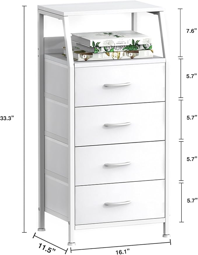 Dresser with 4 Drawers, Fabric Storage Tower - Image 3