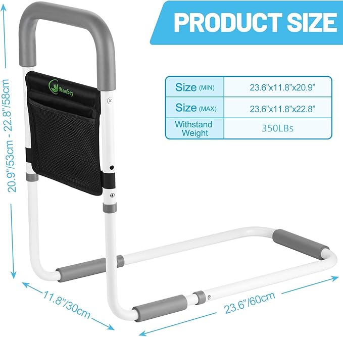 Moodooy Bed Rail for Elderly, Bed railings for Seniors, Sturdy and Stable - Image 2