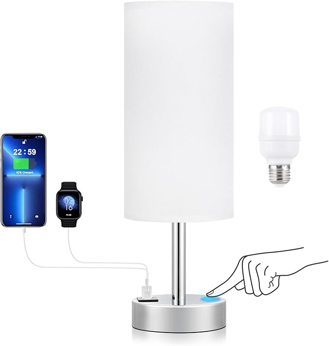 White Bedside Touch Table Lamps by DicooolDirect