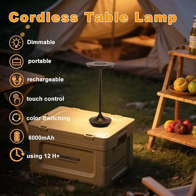 EJQ Rechargeable Cordless Table Lamp, 6000mAh Battery Operated LED Table Lights - Image 4
