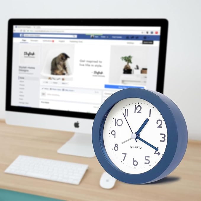 Alarm Clock with Backlight, 4.5 Inches Cute Analog Round Digital Quartz Clock - Image 2