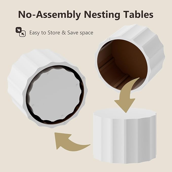 Nesting Coffee Table Set of 2, Round Coffee Tables, Space-Saving Modern Circle - Image 3