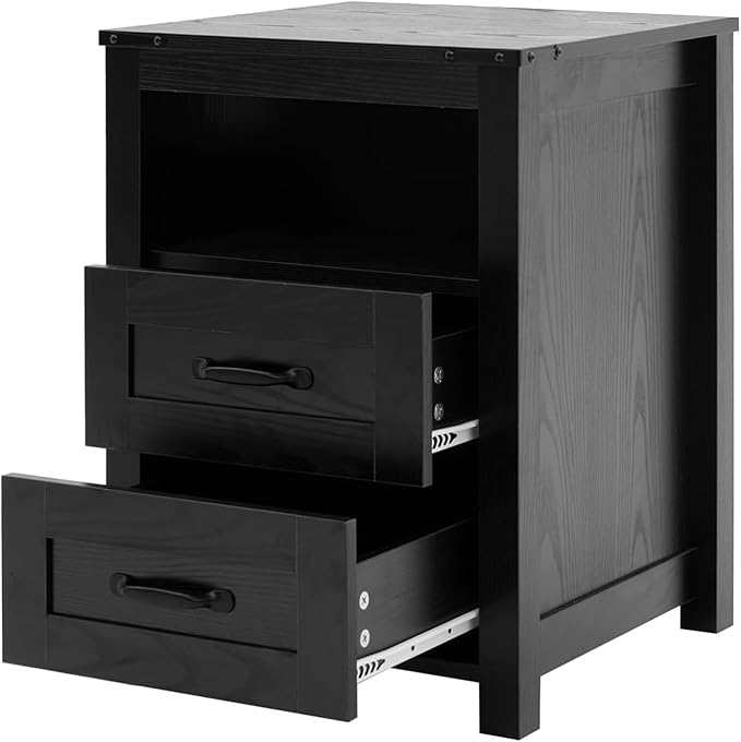 Black Rustic Night Stand, Farmhouse End Table, Modern Bedside Table - Image 8