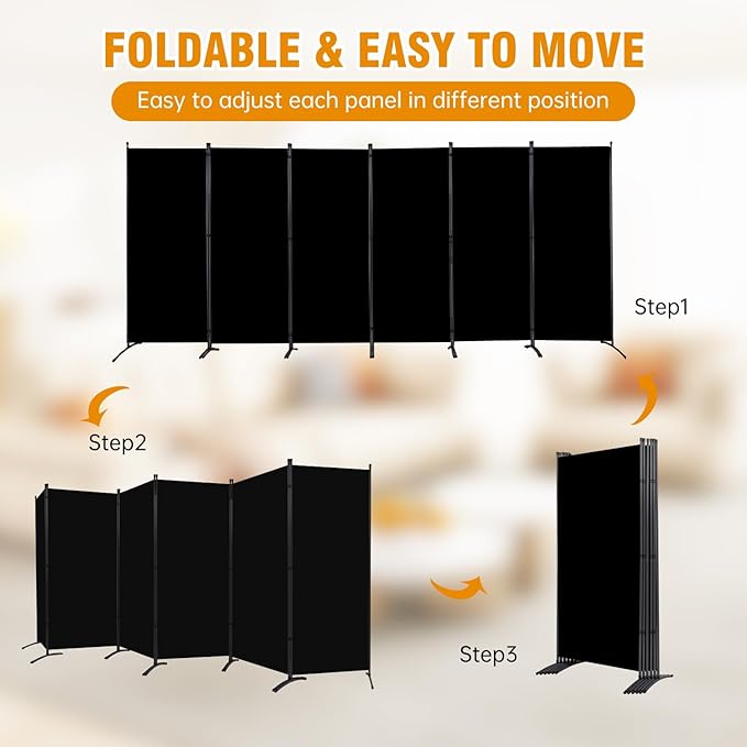 6 Panel Folding Privacy Screens, 6 FT Tall Wall Divider - Image 5