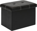 B FSOBEIIALEO Folding Storage Ottoman Cube, Faux Leather Footrest Seat Coffee by BFSOBEIIALEO