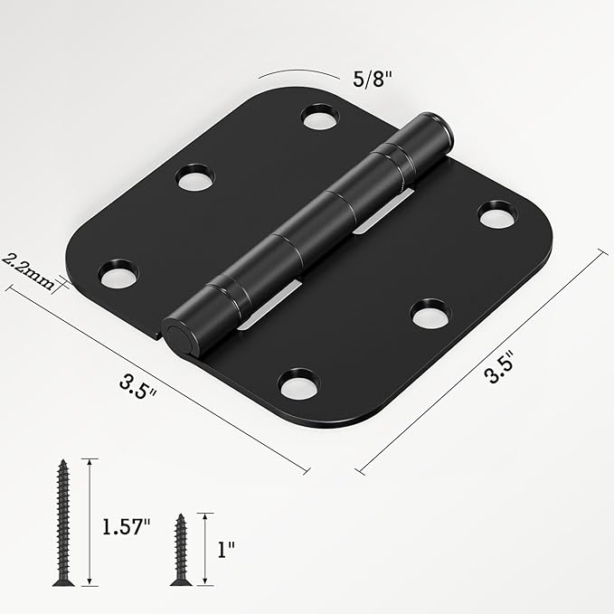 36 Pack Ball Bearing Matte Black Door Hinges 3.5 Inch 5/8" Radius Round Anti - Image 5