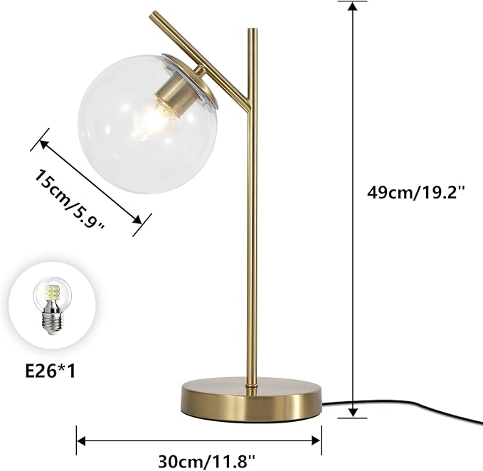 Mid Century Modern Table Lamp, Contemporary Metal Brass Bedside Lamps - Image 3