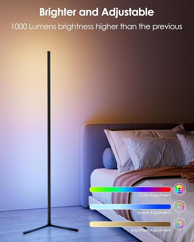 boostool 2 Pack Corner Floor Lamp, Color Changing Ambient Lighting - Image 2