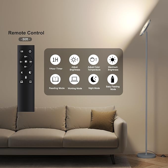 SUNMORY Floor Lamps for Living Room, 32W/3000LM Super Bright LED Floor Lamp - Image 4