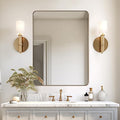 Andy Star Gold Bathroom Mirror, 22x30'' Brushed Brass Metal Frame Rounded by ANDYSTAR