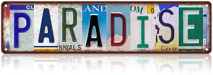 Vintage Paradise Wall Decor Street Signs Home Bar Coffee Metal Tin Signs 16 x 4 by Unknown