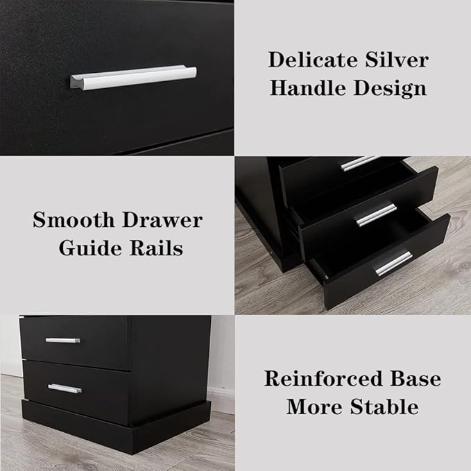 Halitaa Black LED Nightstand - Image 8