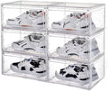 Transparent Plastic Stackable Shoe Storage Box, 6 Pack Side Opening Shoe Box by Reflygen