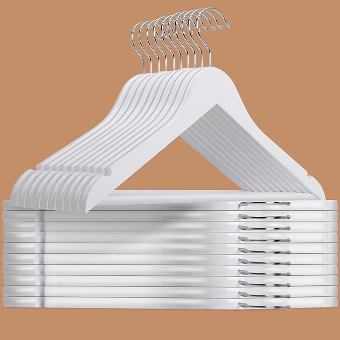 Amber Home White Wooden Hangers 30 Pack by AmberHome