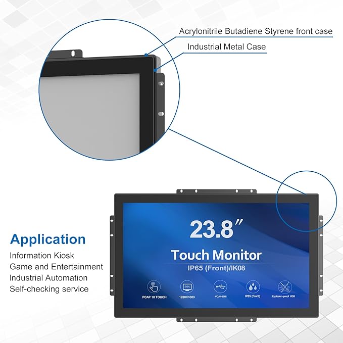 23.8 Inch 10 Points PCAP Open Frame Touch Screen LCD Display Monitors 1920x1080 - Image 5