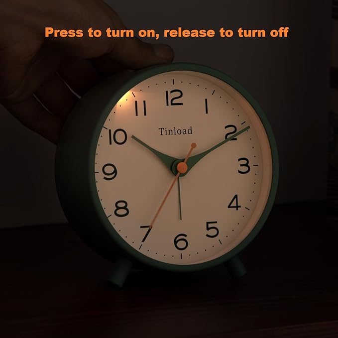 4.5" Antique Retro Analog Alarm Clock, Small Silent Bedside Desk Clock - Image 5