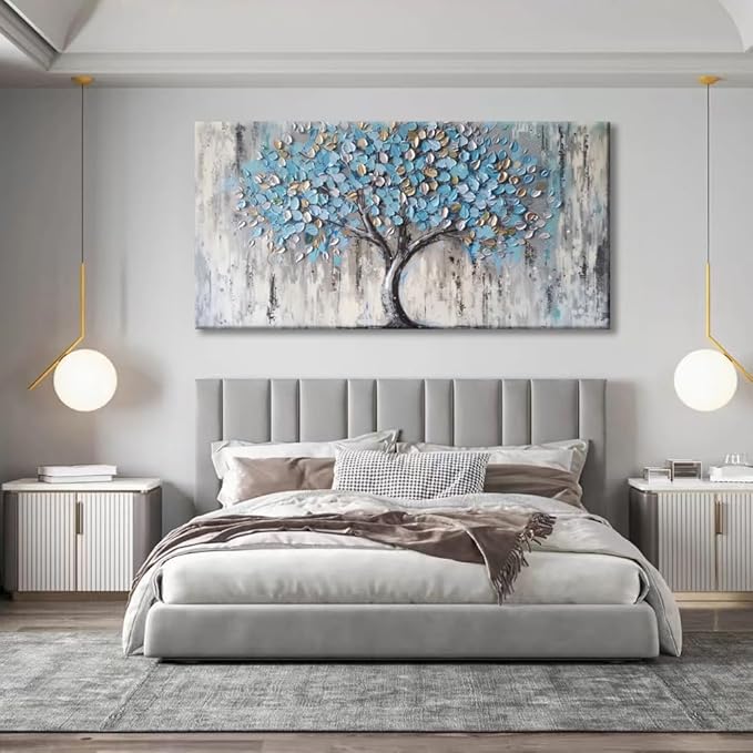 Huaaliunn Blue Tree Canvas Wall Art - Image 8