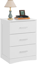WLIVE White Night Stand with 3 Drawers, Small Nightstand with Storage, Wooden by WLIVE