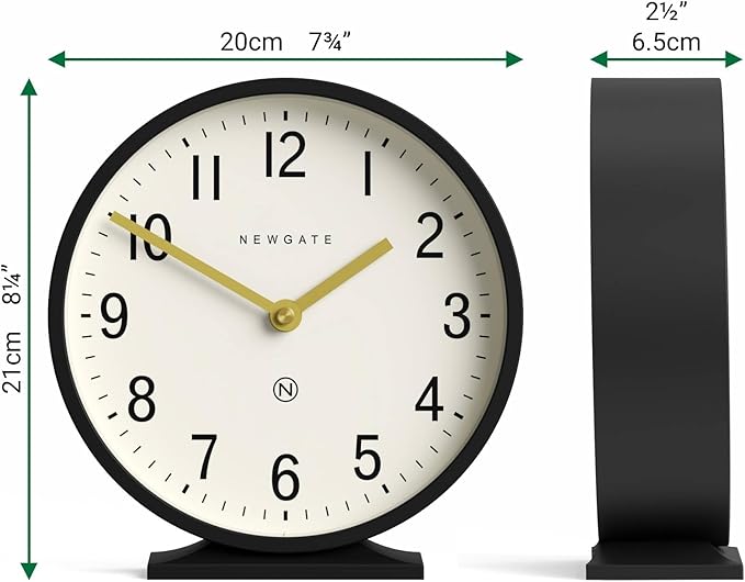 NEWGATE® Q Mantel Clock | Modern Classic Round Mantel Clock | Black | - Image 4