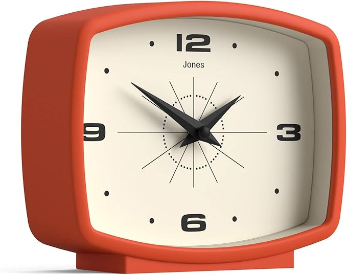 JONES CLOCKS® Film Desk Clock | Retro Rectangular Design | Orange | Retro Design - Image 2