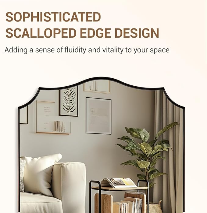 ANDY STAR Brushed Bronze Mirror, 28x36 Inch Bathroom Mirror, Scalloped Mirrors - Image 9