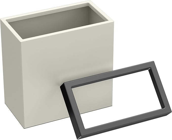 Gatco Modern Rectangle Wastebasket, Matte Pearl and Matte Black Combo - Image 2