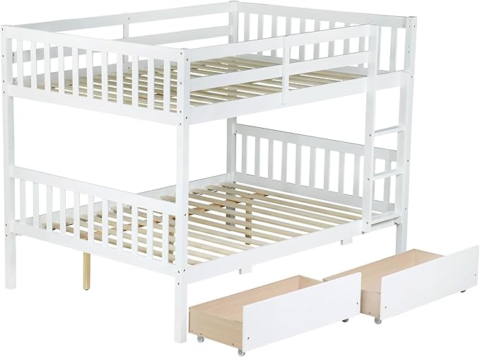 Full Over Full Bunk Bed with Storage Drawers, Convertible Bunk Beds with Ladder - Image 7