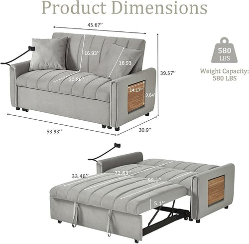 3 in 1 Convertible Sleeper Sofa Bed, Pull Out Couch Bed - Image 2