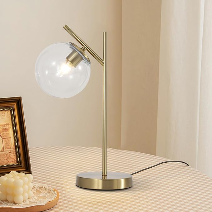 Mid Century Modern Table Lamp, Contemporary Metal Brass Bedside Lamps - Image 7