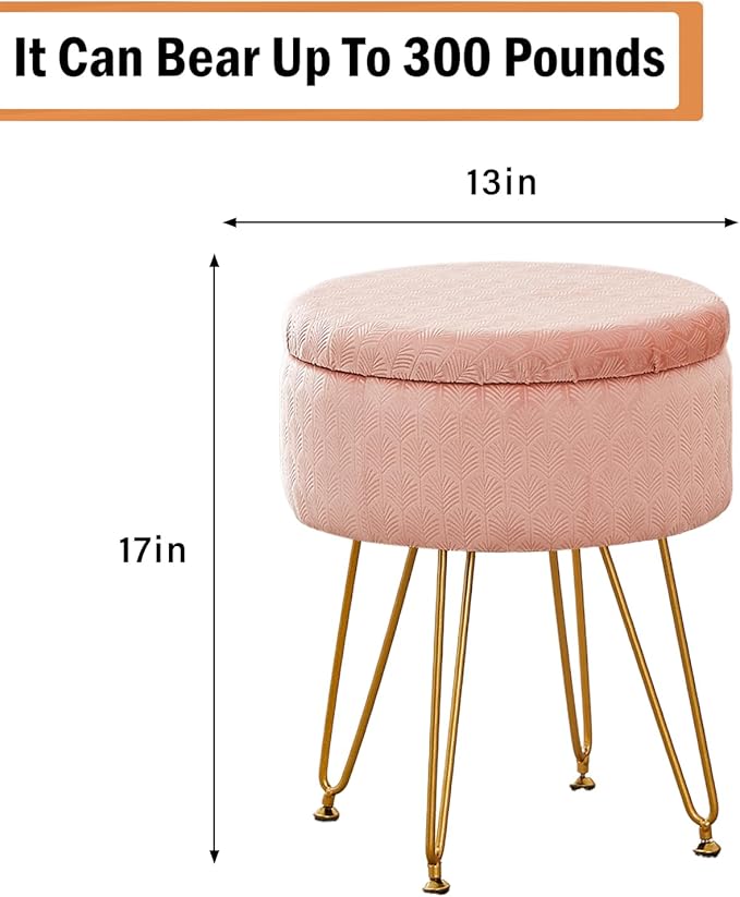 Cpintltr Foot Stool Velvet Storage Ottoman - Image 3