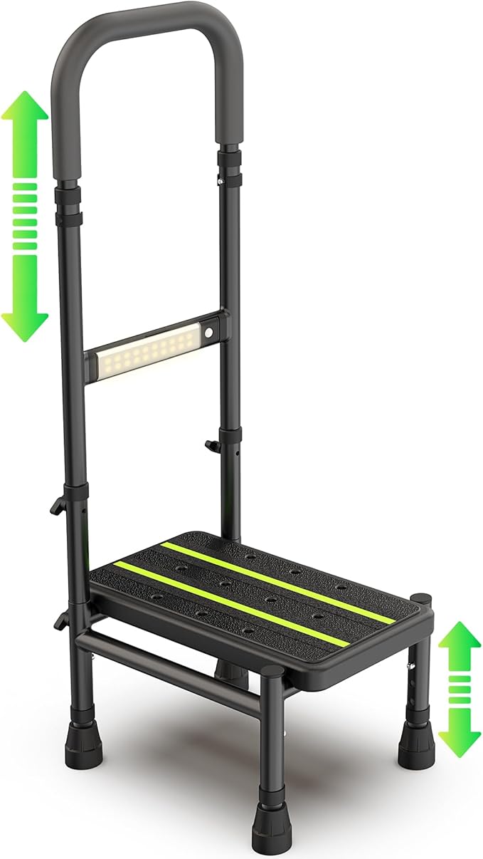 Packve Step Stool with Handle for Elderly, Adjustable Handrail & Leg, Sensor - Image 2