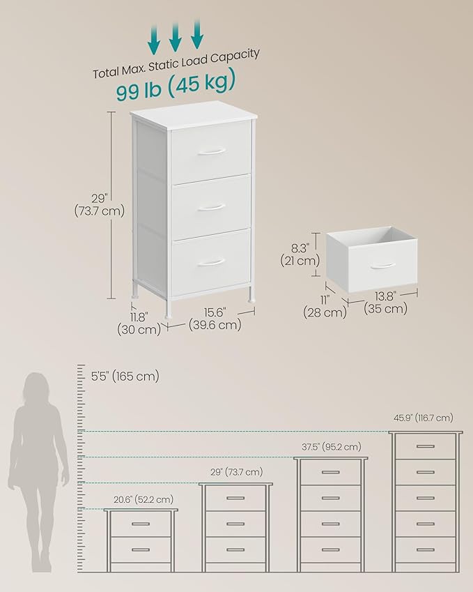 SONGMICS Dresser for Bedroom, Chest of Drawers, 3 Non-Woven Fabric Drawers - Image 2