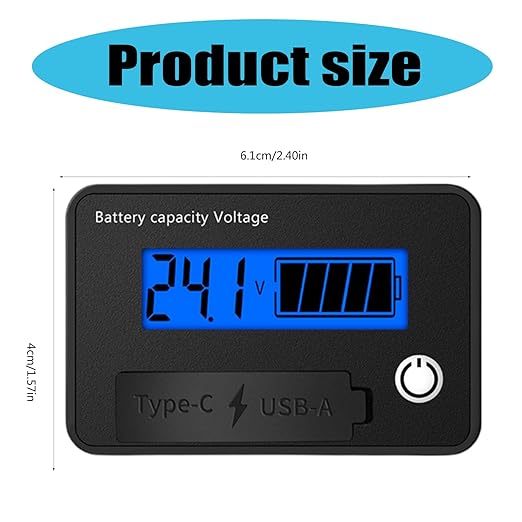 12V 24V Battery Capacity Indicators DC8-30V Leads Acid Lithium Voltages Tester - Image 3