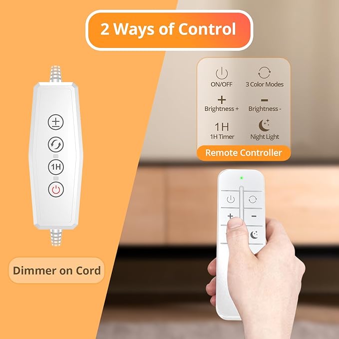 Reading Light with Remote, LED Desk Lamp Clip on RA>95 Dimmable Flexible - Image 3