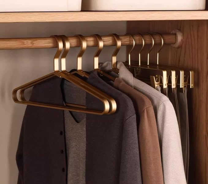 Premium Matte Golden Aluminum Coat Hangers 6 Piece Set, 17.7” Extra Smooth & - Image 9
