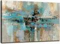 DZL Art A74769 Canvas Prints Abstract Wall Art Print Paintings Blue and Brown by DZL+Art