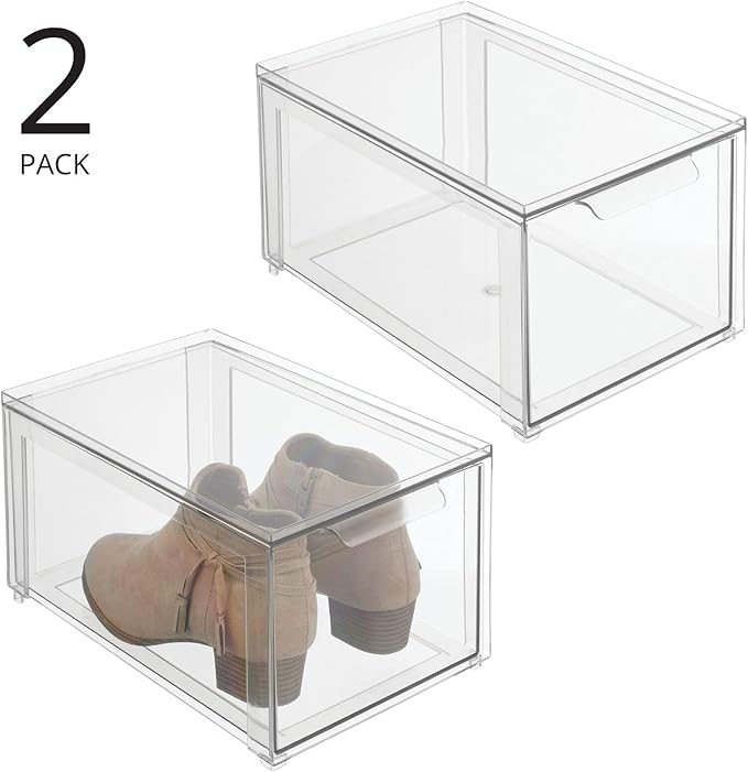 mDesign Plastic Closet Organizer Bin w/Pull Out Drawer - Image 2