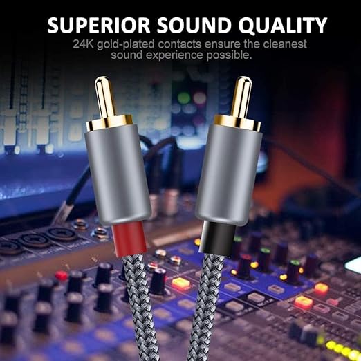 Goalfish RCA Cable, 0.5M/1.6FT RCA to RCA Male to Male Audio Stereo Subwoofer - Image 3