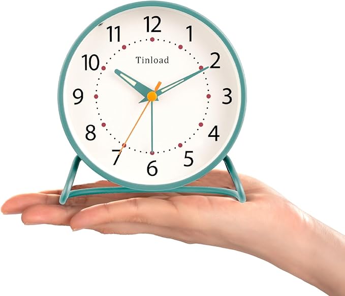 4.5" Antique Retro Analog Alarm Clock, Small Silent Desk Clock - Image 4