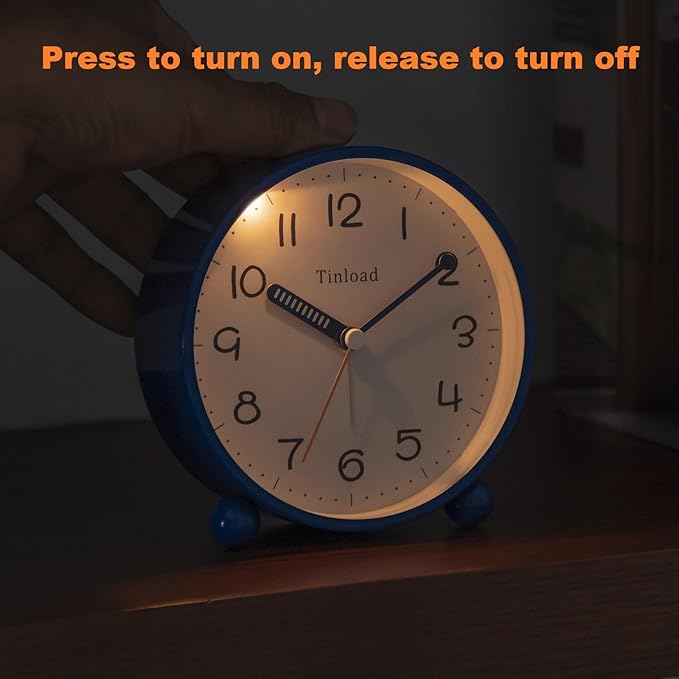 4.5" Antique Retro Analog Alarm Clock, Small Silent Battery Operated Clock - Image 5