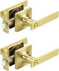 Mengico 2 Pack Gold Privacy Lever Door Handle Interior by Mengico