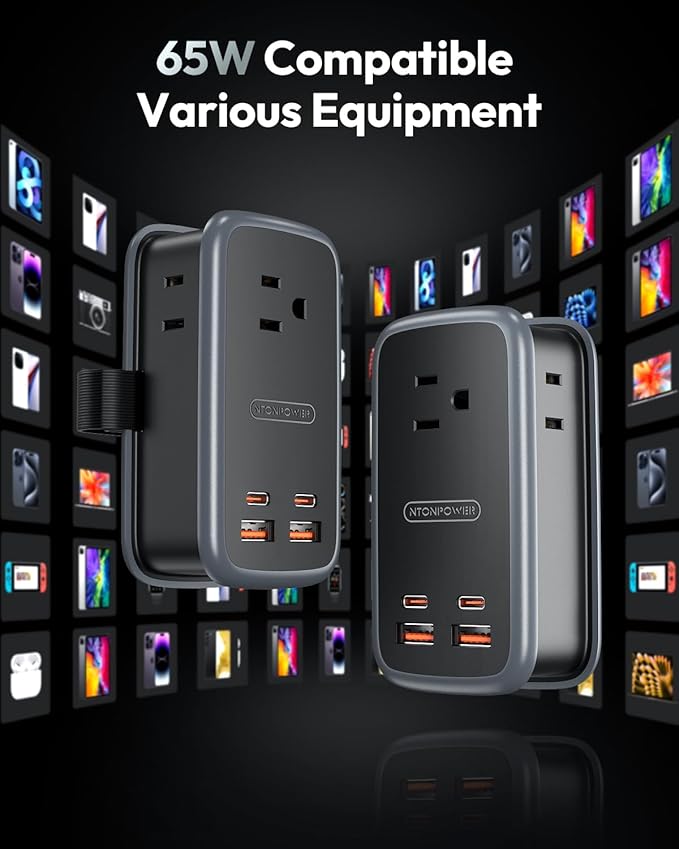 NTONPOWER GAN Ultra 65W USB Fast Charging Station, 7 in 1 Travel Power Strip - Image 5