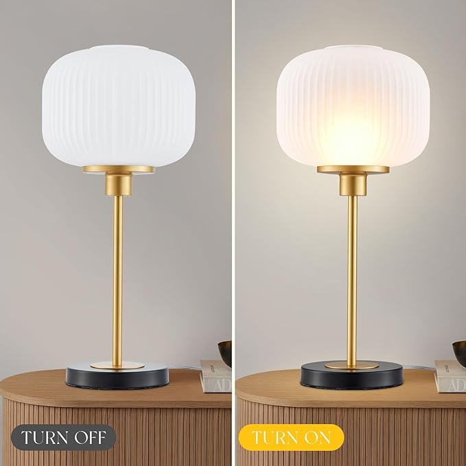 Industrial Table Lamps with Unique Glass Shade, Vintage Bedside Lamps - Image 5