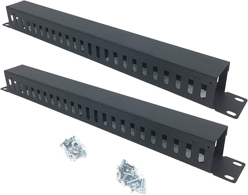 2 Pack 1U 19 Inch Cable Manager Horizontal Rack Mount 24 Slot Metal Finger Duct by Followme