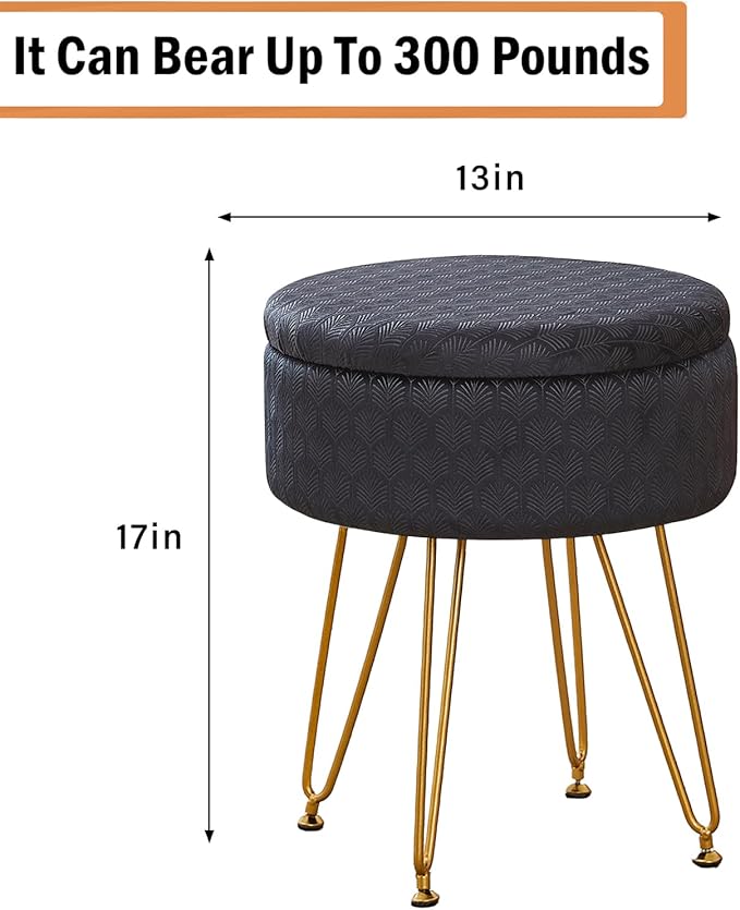 Cpintltr Modern Velvet Foot Rest Stool Upholstered Round Storage Ottomans - Image 3