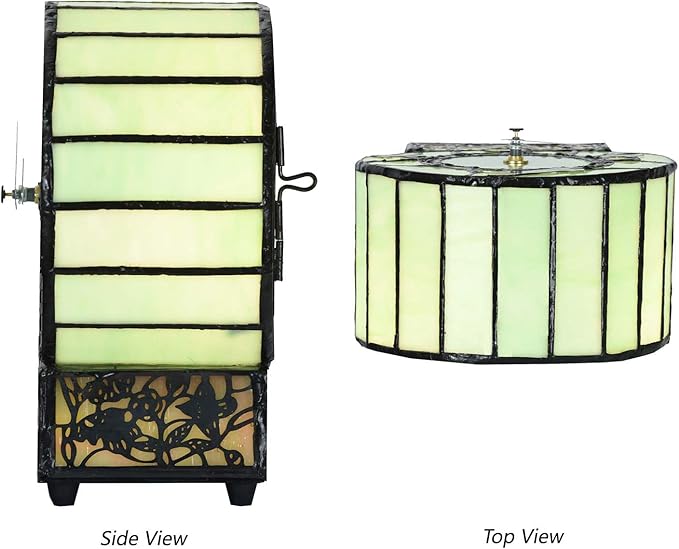 Bieye L10970 Cat and Mouse Tiffany Style Stained Glass Desk Clock Table Lamp - Image 7